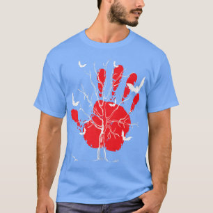 Camiseta Halloween, maldita mão, árvore e aves, spo de outo