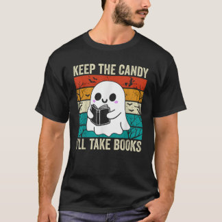 Camiseta Halloween Mantenha o doce Vou pegar o livro fantas