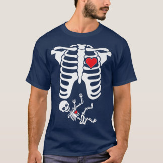 Camiseta Halloween Materny Pumpkin Skeleton Funny Pregnan