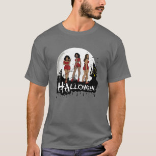 Camiseta Halloween Melanin Katana Sistas Bat Reaper Scarecr