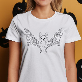 Camiseta Halloween Mínimo de Arte de Linha Bonita