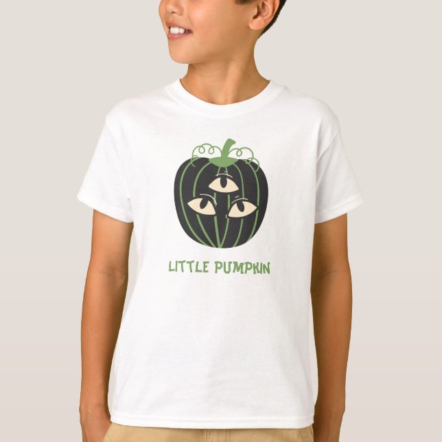 Camiseta Halloween Moderno de Pumpkin de Três Olhos (Frente)