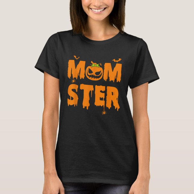 Camiseta Halloween Momster  Women Halloween Mom Costume Pum (Frente)