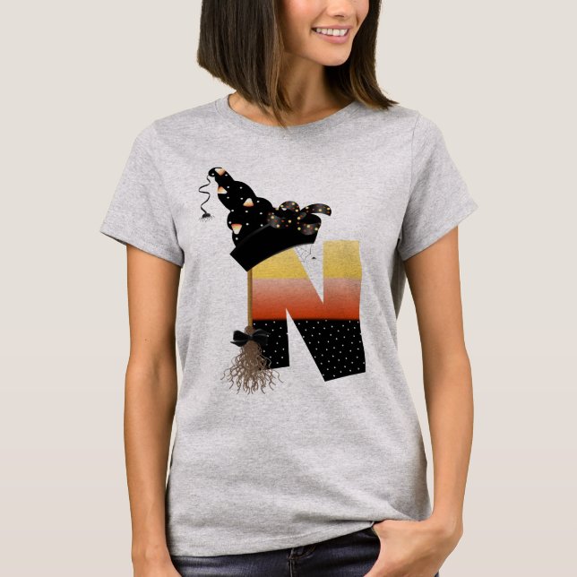 Camiseta Halloween Monograma - Letra N (Frente)