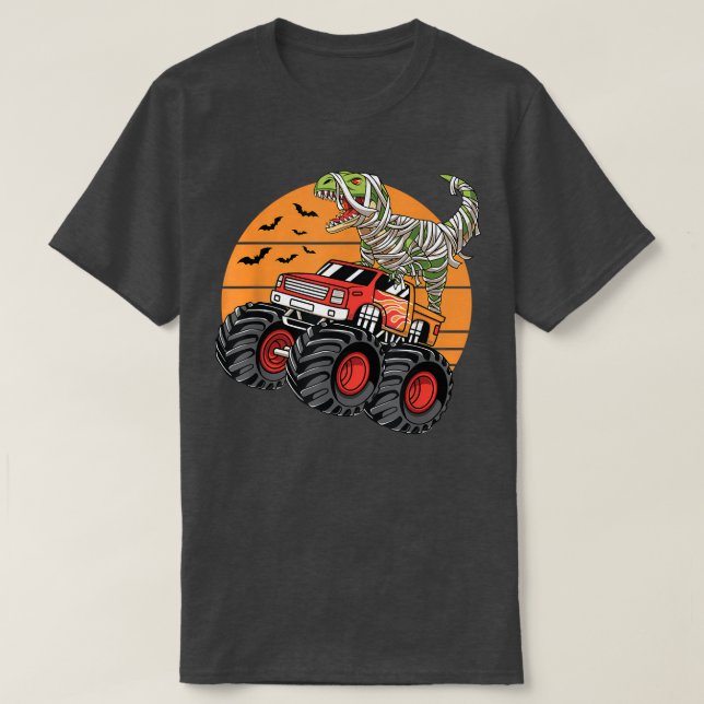 Camiseta Halloween Monster Truck Crash Dinossauro T re (Frente do Design)