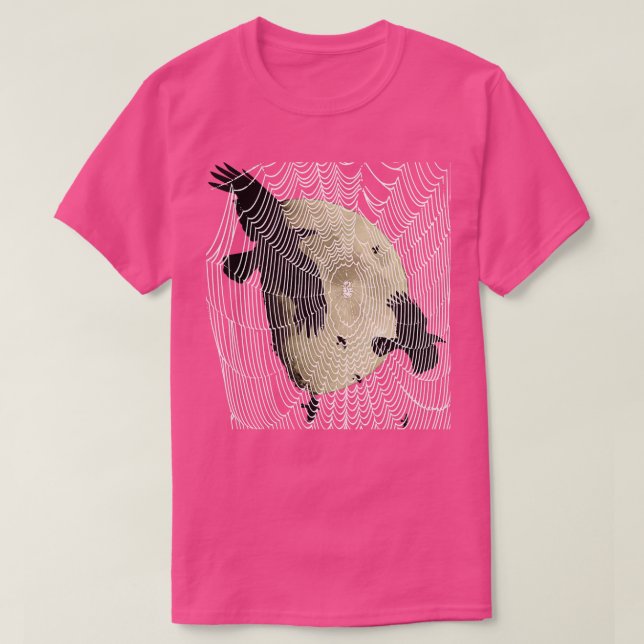 Camiseta Halloween Moon Crows E Cobweb (Frente do Design)