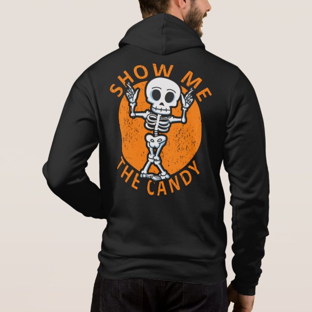 Camiseta Halloween Mostra-Me O Esqueleto Do Candy (Verso)