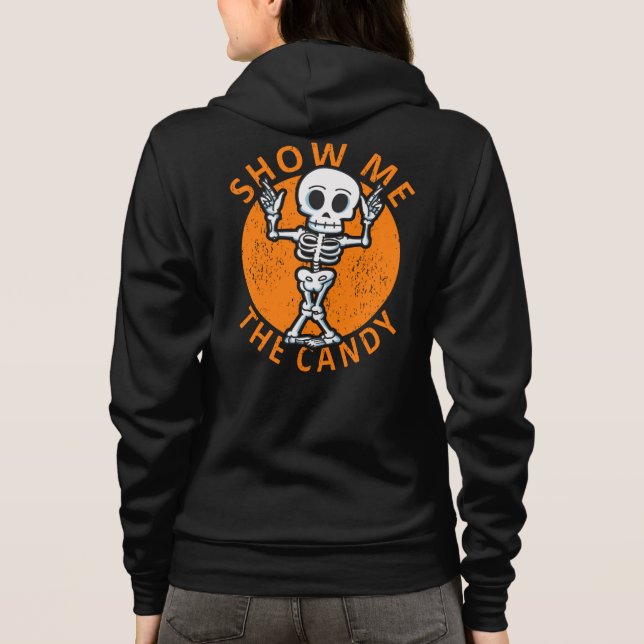 Camiseta Halloween Mostra-Me O Esqueleto Do Candy (Verso)
