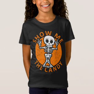 Camiseta Halloween Mostra-Me O Esqueleto Do Candy