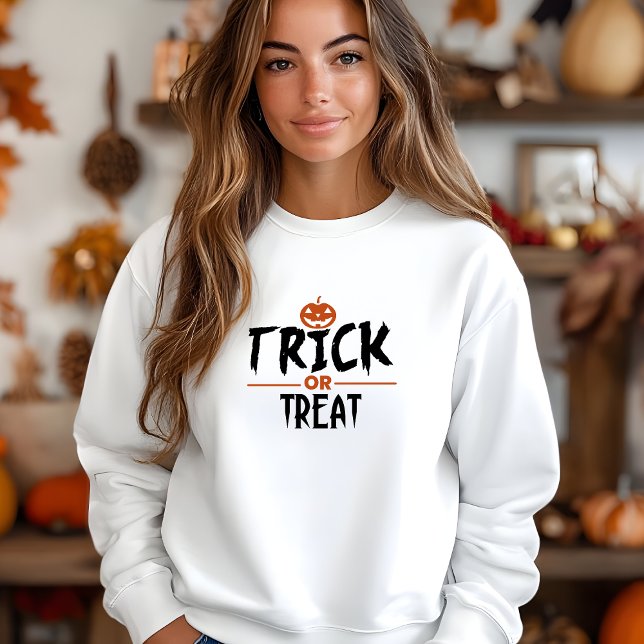Camiseta Halloween Na moda branco (White Stylish Halloween Sweatshirt)
