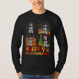 Camiseta Halloween Natal  Cachorro Husky Siberiano Hallotha