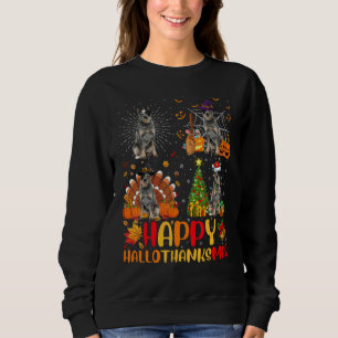 Camiseta Halloween Natal Cão Blue Heeler Hallothanksma