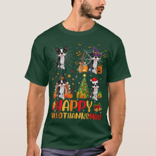 Camiseta Halloween Natal Encantado Boston Terrier Dog Hallo