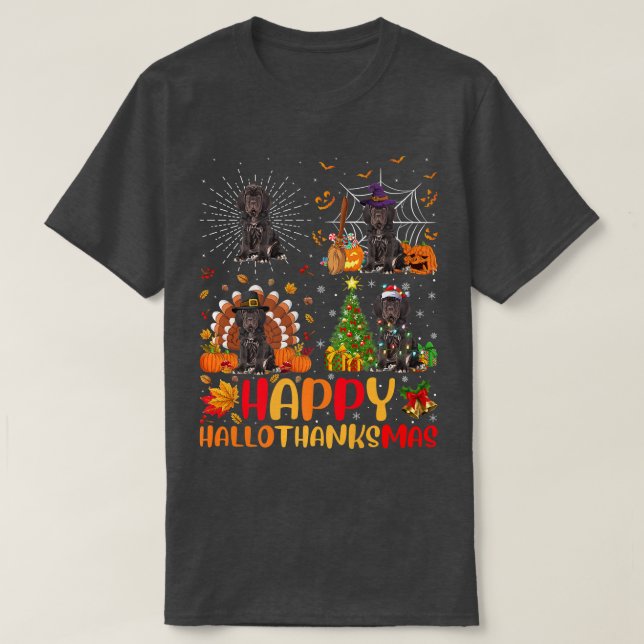 Camiseta Halloween Natal Engraçado Cane Corso Cão Hallothan (Frente do Design)