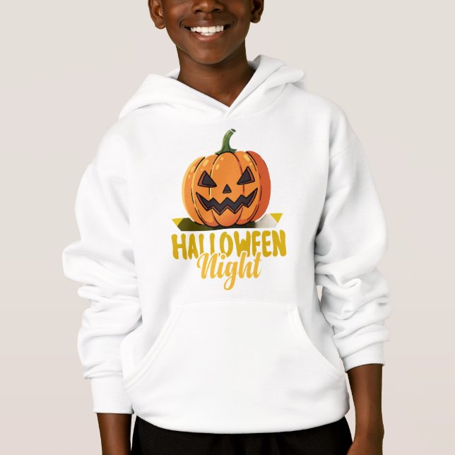 Camiseta Halloween Night Pumpkin Glow Tee on Kid's 50/50 Ne (Frente)