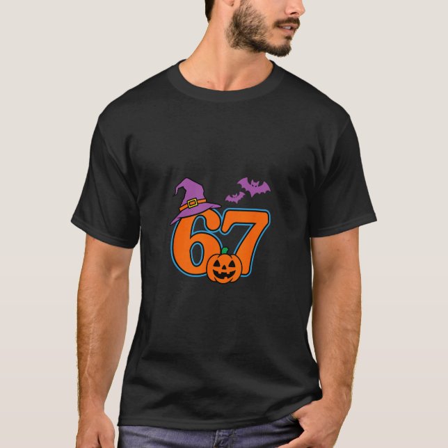 Camiseta Halloween Number 67 Ts Pumpkin Witch Hat  (Frente)