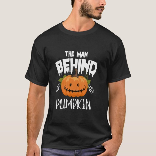 Camiseta Halloween o homem por trás da abóbora engraçado Pr (Frente)