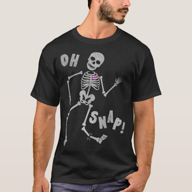 Camiseta Halloween Oh Snap Skeleton quebrado (Frente)