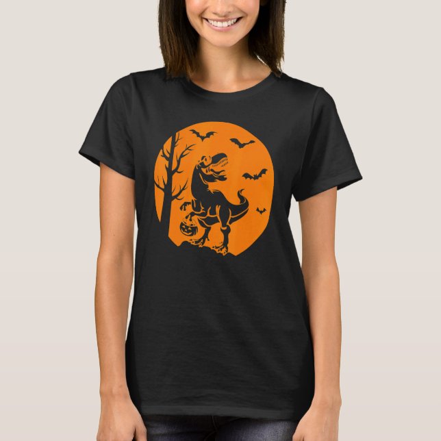 Camiseta Halloween Para Crianças Meninas Dinossauro Rex Mum (Frente)