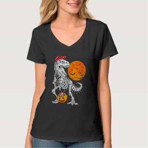 Camiseta Halloween Para Meninas Dinossauro Skeleton T Rex S