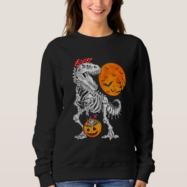 Camiseta Halloween Para Meninas Dinossauro Skeleton T Rex S (Frente)