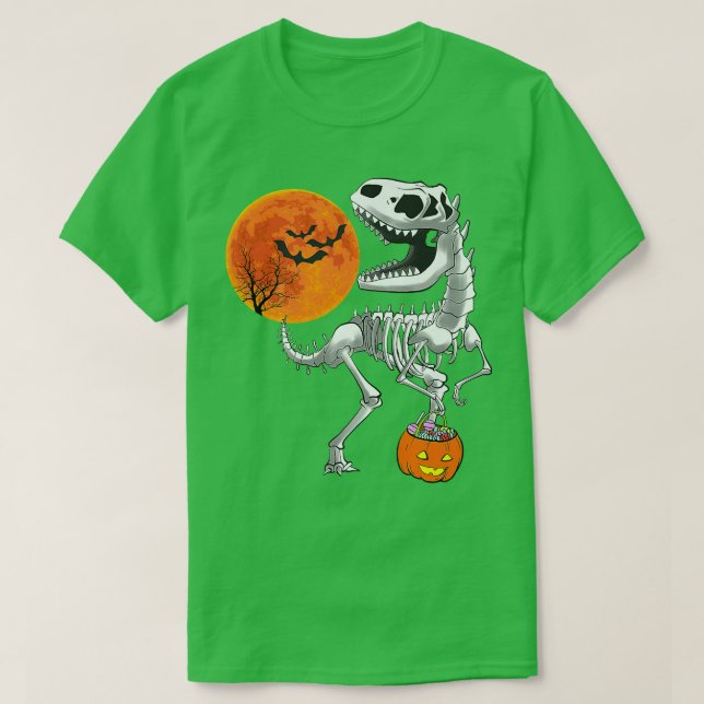 Camiseta Halloween para Meninos Dinossauro Esqueleto T re S (Frente do Design)