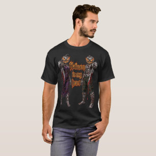 Camiseta Halloween Para Sempre No Meu Coração Abóbora Gótic