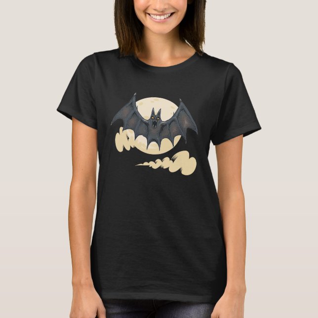 Camiseta Halloween party  boo moon ghost bloody bat teeth v (Frente)