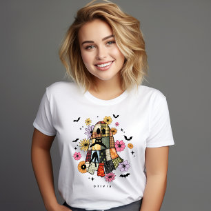 Camiseta Halloween Patchwork Ghost Vintage