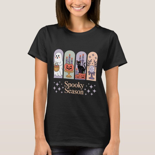Camiseta Halloween Pattern Spooky Season (Frente)