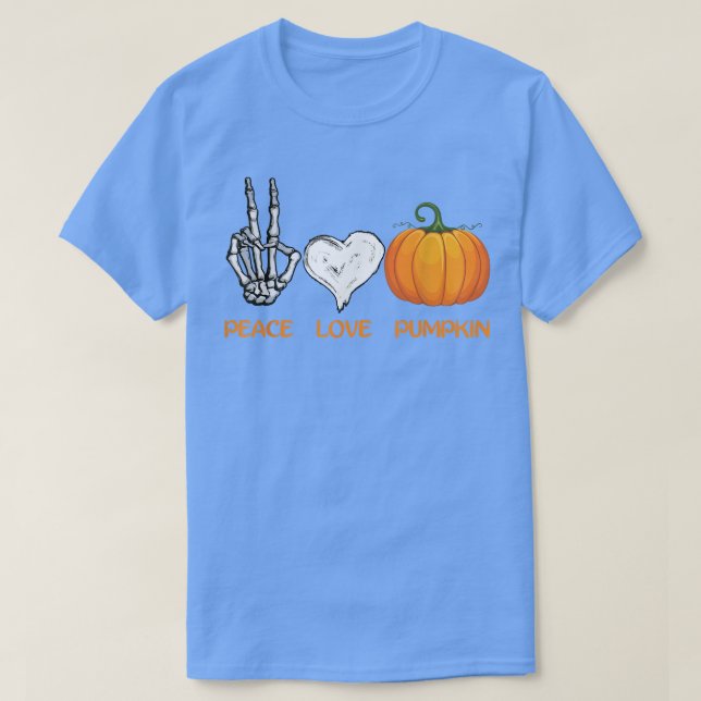 Camiseta Halloween Peace Love Pumpkin Fall Halloween 3 (Frente do Design)