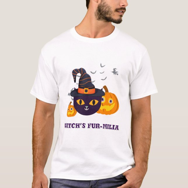 Camiseta Halloween, pelo de bruxa (Frente)