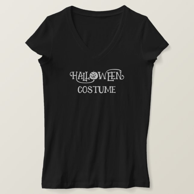 Camiseta HALLOWEEN Personalizada COSTUME Gag Engraçada Mulh (Frente do Design)