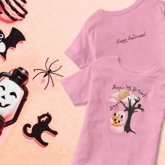 Camiseta Halloween Pink Ghost Spooky 4º aniversário