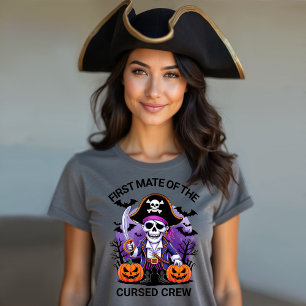 Camiseta Halloween Pirata Capitão da Tripulação Maldita
