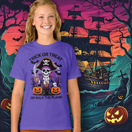 Camiseta Halloween Pirata Pedir Doces ou Caminhar na Pranch