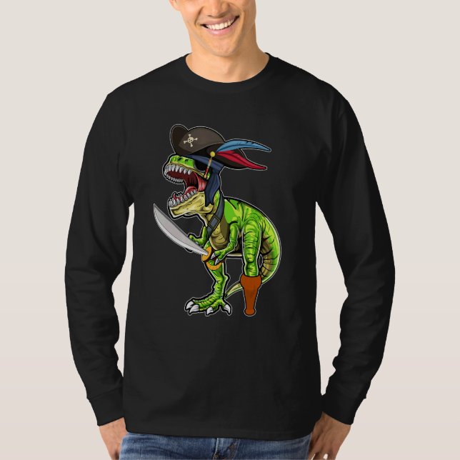 Camiseta Halloween Pirate Dinossaur T Rex Tyrannosaurus Boy (Frente)