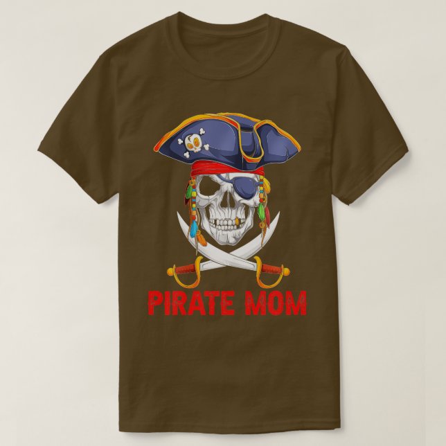 Camiseta Halloween Pirate Mamãe Engraçado (Frente do Design)