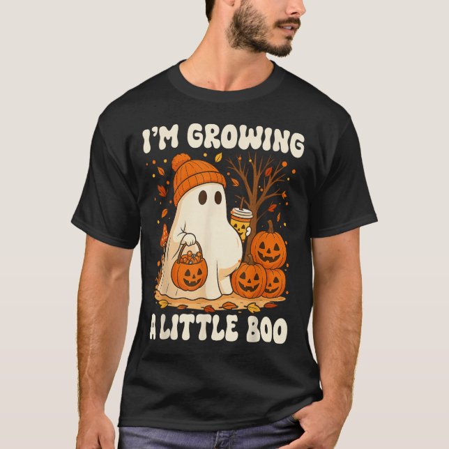 Camiseta Halloween Pregnancy Announcement I'm Growing A Lit (Frente)