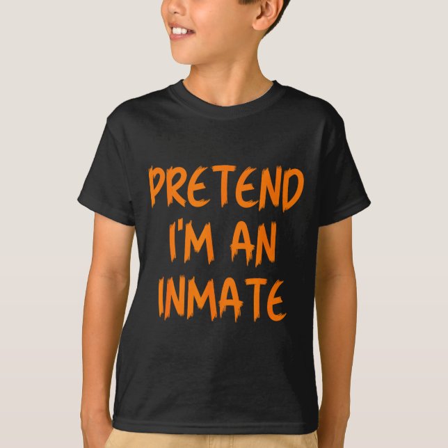 Camiseta Halloween Pretend I'm An Inmate Costume Lazy Kids  (Frente)