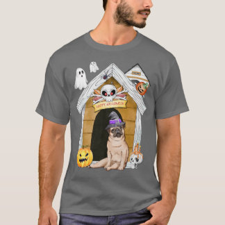 Camiseta Halloween Pug Dog Witch Assombrada