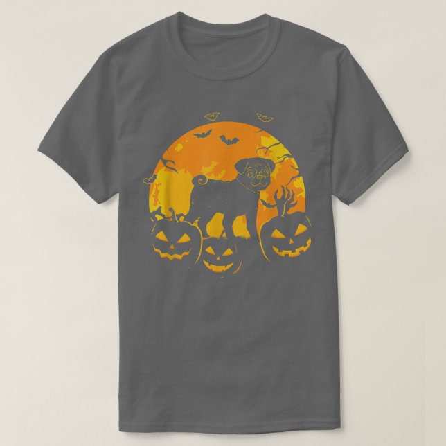 Camiseta Halloween Pug Jack O Lanterna Cachorro Pumpkin Eng (Frente do Design)