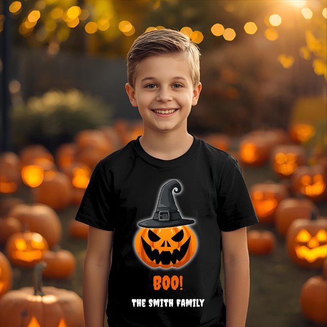 Camiseta Halloween Pumpkin "BOO!" - Nome Personalizado (Criador carregado)