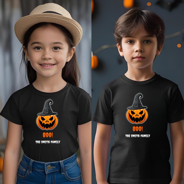 Camiseta Halloween Pumpkin "BOO!" - Nome Personalizado (Criador carregado)