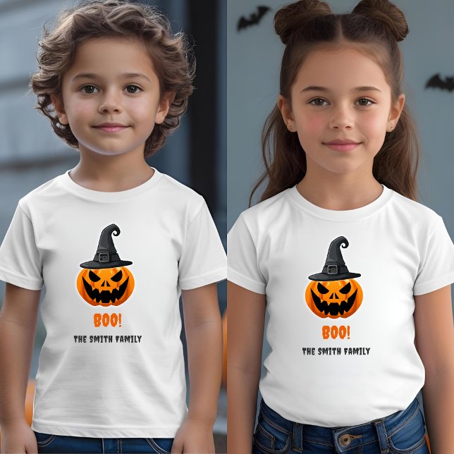 Camiseta Halloween Pumpkin "BOO!" - Nome Personalizado (Criador carregado)