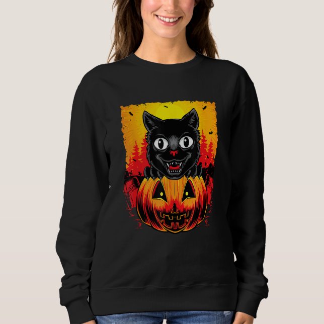 Camiseta Halloween Pumpkin Cat (Frente)