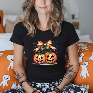 Camiseta Halloween Pumpkin Cherries Cai Autumn Watercolor