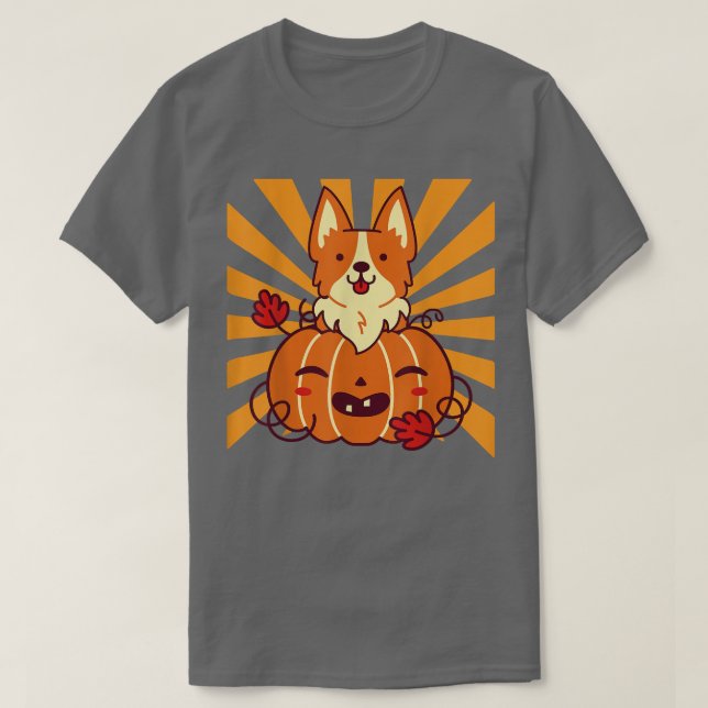 Camiseta Halloween Pumpkin Corgi  (Frente do Design)