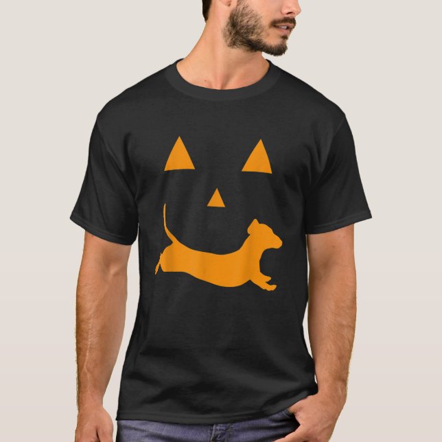 Camiseta Halloween Pumpkin Dachshund Jackolantern (Frente)