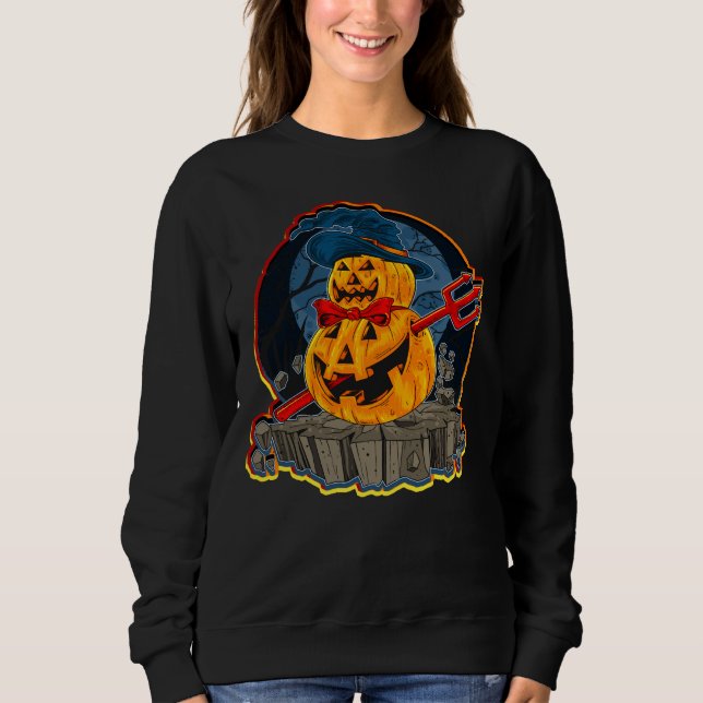 Camiseta Halloween Pumpkin Devil Trident Zombie Monster (Frente)